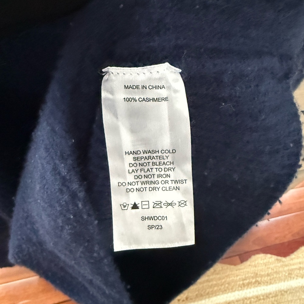 QUINCE Navy Cashmere Ribbed Sweater - Picture 4 of 4